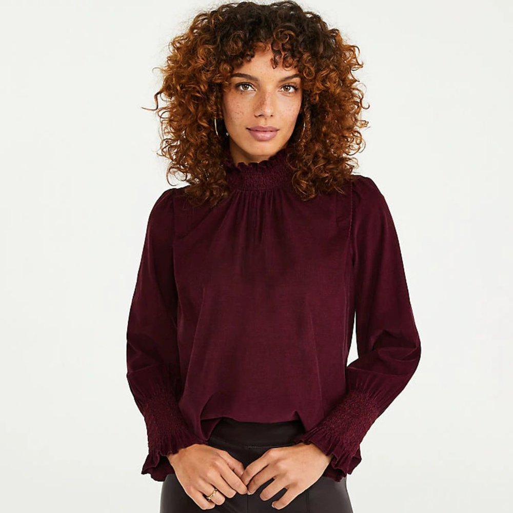 Ann Taylor Maroon Corduroy Top size XL